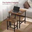 Bar Table and Stool Set - Space Saving Square Table with 2 Stools - 4