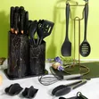 19pc Silicone Utensil & Knife Set | Black Marble - 2