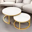 Marble Nesting Coffee Table Set with Gold Metal Frame - 1