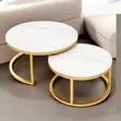 Stylish Marble Nesting Coffee Table Set with Gold Frame - 1