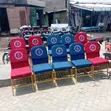 Red and Blue Church Chairs with PCEA Logo and Powder Coating - 2