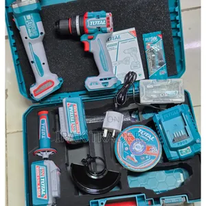 Total 2pc Drill Combo Set na Vipande 10 vya Chuma & Betri 2