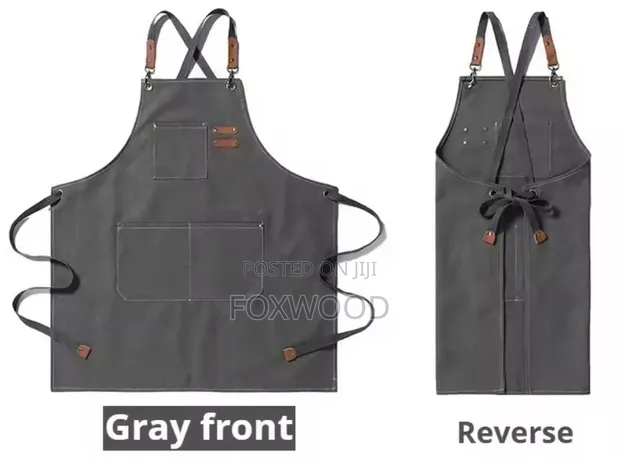 Canvas Cross Back Chef Aprons with Large Pockets - 1