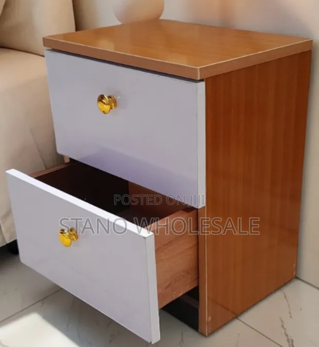 White and Brown Bedside Drawer - 1