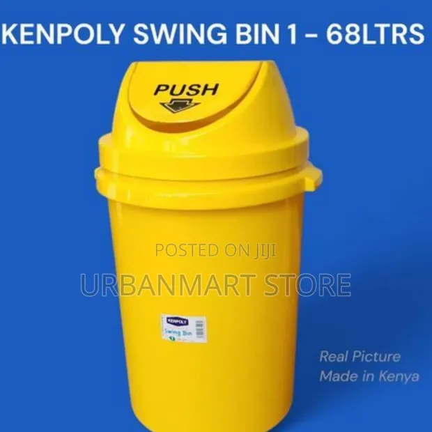 KENPOLY Swing Waste Bin 68L Heavy Duty Plastic - 1