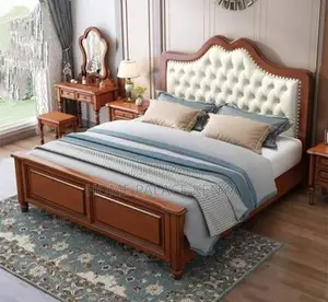 Kitanda cha Mbao Imara cha Mtindo wa Marekani wa Kisasa - King Size