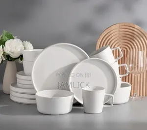 16-Piece White Porcelain Dinner Set - JM