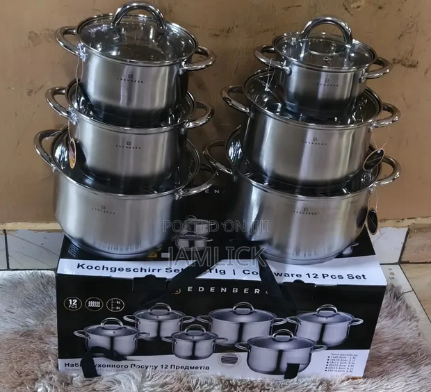 Seti ya Sufuria 12pcs Edenberg Stainless Steel - 1
