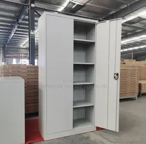 Metallic Lockable 2-Door Office Storage Cabinet - White