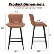 Brown Leather High Counter Stool (Non-Swivel) - 2