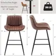 Brown Leather High Counter Stool (Non-Swivel) - 4