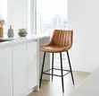 Brown Leather High Counter Stool (Non-Swivel) - 5