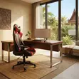 Ergonomic Reclining Leather Office Chair - Red/Black - 5