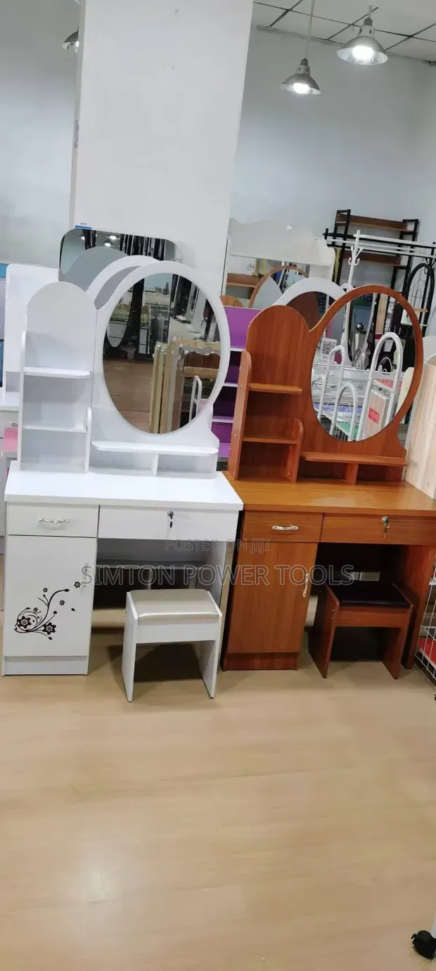 Executive Dressing Table with Mirror and Seat Set - 1