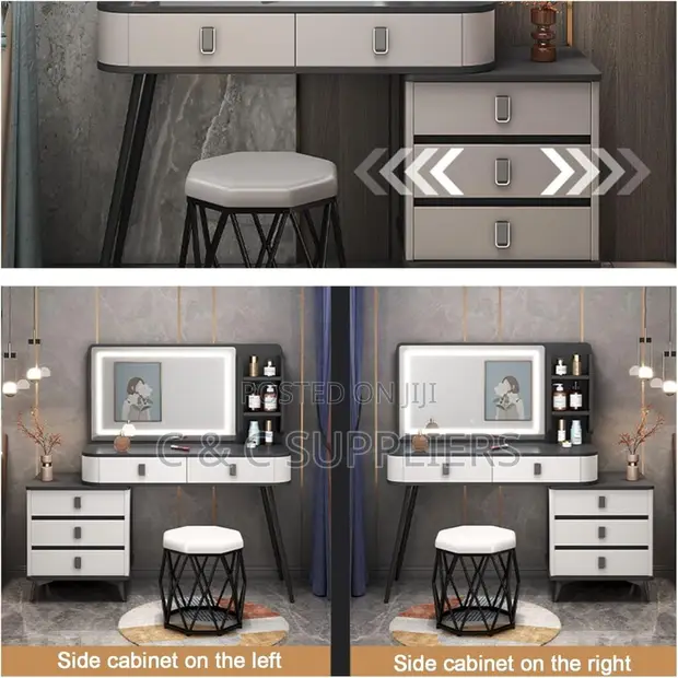 Modern Home Vanity Makeup Table - Gray Wood - 1