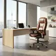 Kiti cha Ofisi cha Brown Leather cha Ofisi cha Juu cha Juu cha Juu - 4