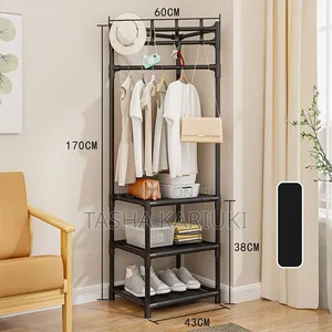 3-Layer Metallic Corner Coat Hanger Stand