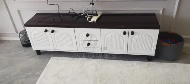 Used Bed, Bedside Drawers, and TV Stand - 1