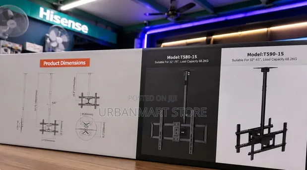 Bracket ya Kuweka TV Kwenye Dari (32"-65") Inayoweza Kurekebishwa - 1