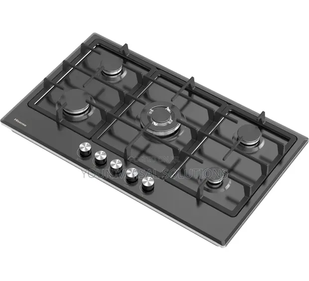 Hisense 86cm Built-in Gas Hob - Black Stainless Steel - 1