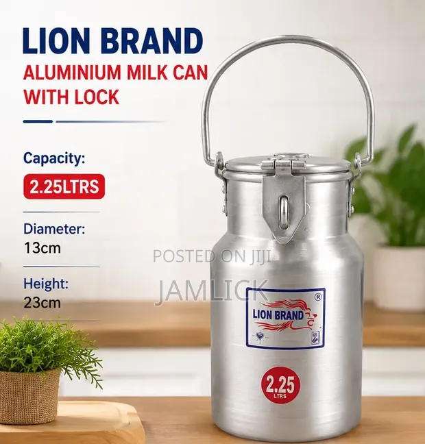 2.25L Lion Brand Aluminium Milk Can with Lock - 1