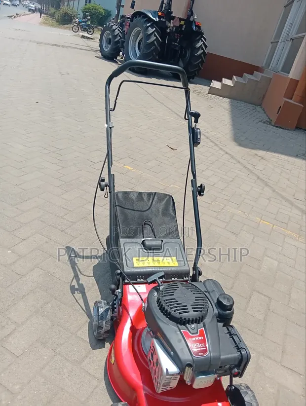 Red Petrol Lawn Mower - 123cc Loncin Engine - 1