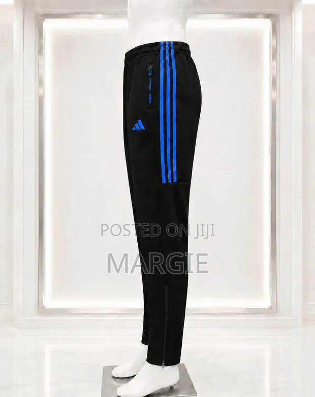 Adidas Black Blue Sports Track Trousers - 1