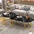 Elegant Nesting Coffee Table Set - White Glossy Marble Top - 2