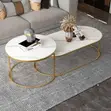 Elegant Nesting Coffee Table Set - White Glossy Marble Top - 5