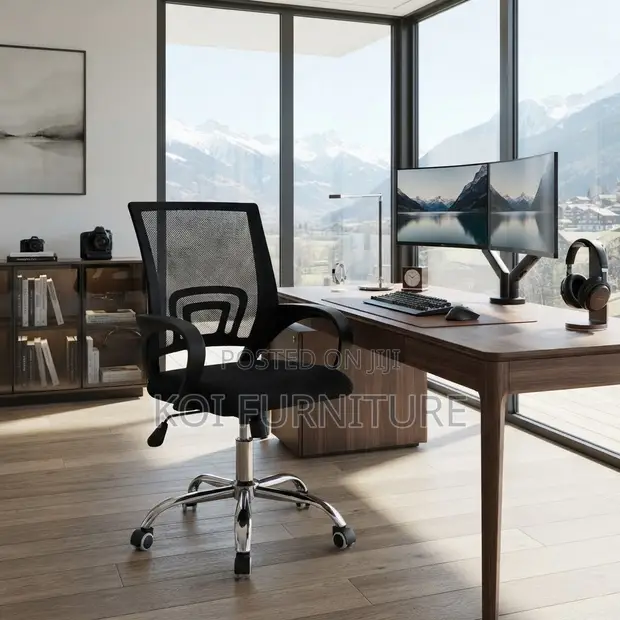 Clerical Swivel Black Mesh Study Chair - 1