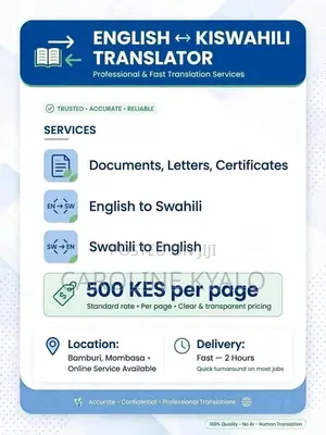 Mtafsiri Mtaalamu wa Kiswahili - Mombasa