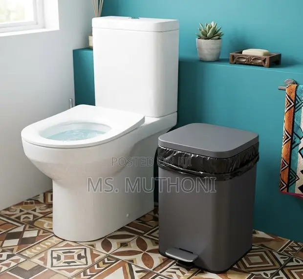 Gray Steel 5L Hygiene Pedal Bin - 1