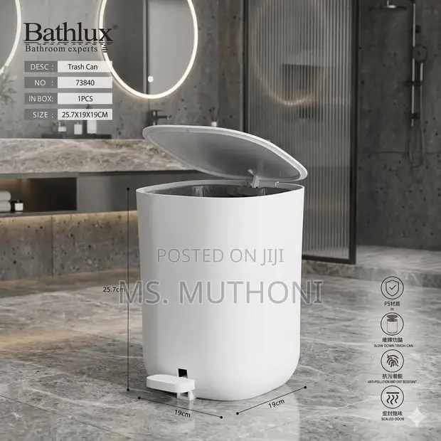 Minimalist 5L White Steel Waste Bin - 1