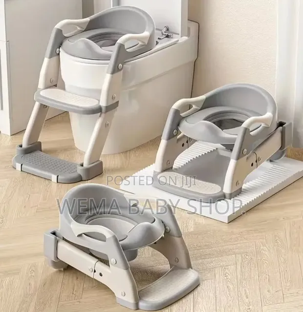 3-in-1 Foldable Baby Potty Training Seat with Step Ladder - 1