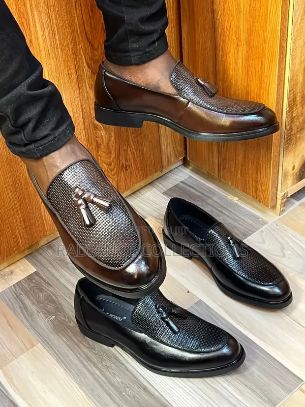 Men's Leather Tassel Slip-On Shoes - 1