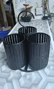 3-Compartment Rotating Stainless Steel Cutlery Organizer (Black) - 2