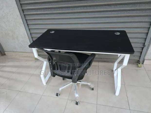 Boss Office Products Metallic Frame Desk and Mesh Chair Combo - 1