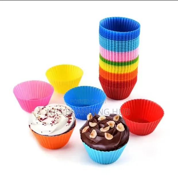 12Pcs Reusable Silicone Cupcake Molds - 1