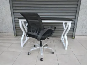 1.2m Metallic Frame Office Desk and Mesh Chair