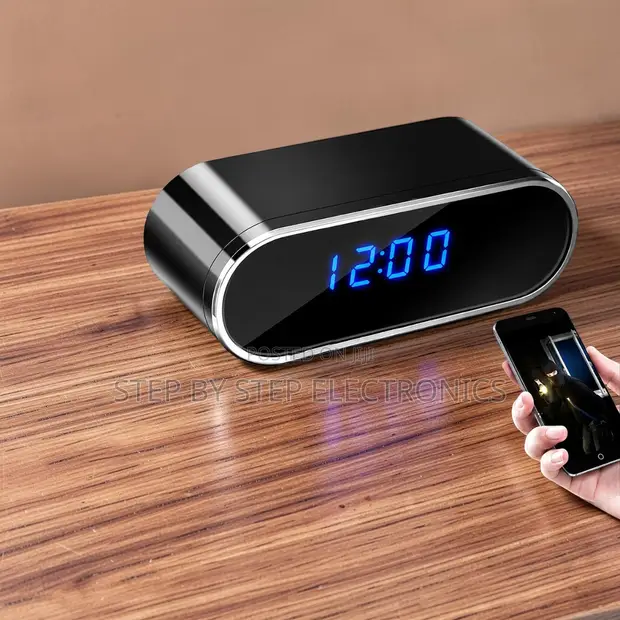 Remote Motion Alert WiFi Alarm Table Clock Hidden Spy Camera - 1
