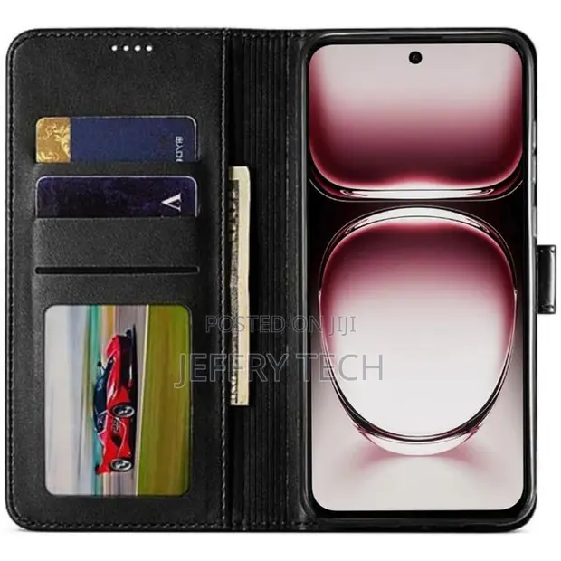 RICHBOSS Magnetic Leather Flip Cover for Infinix Hot 60i - Black - 1