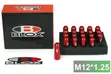 20pc Red Aluminum M12x1.25 Extended Spiked Wheel Lug Nuts - 2
