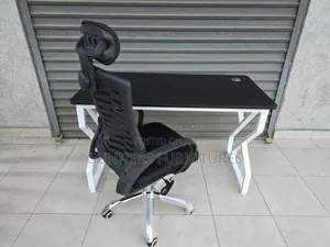 High Back Office Chair with 1.2m Metallic Desk