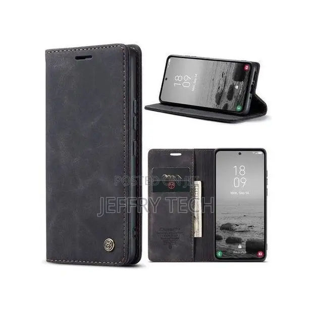 Caseme Vivo Y05 Black Retro Flip Wallet Suede Leather Cover Case - 1