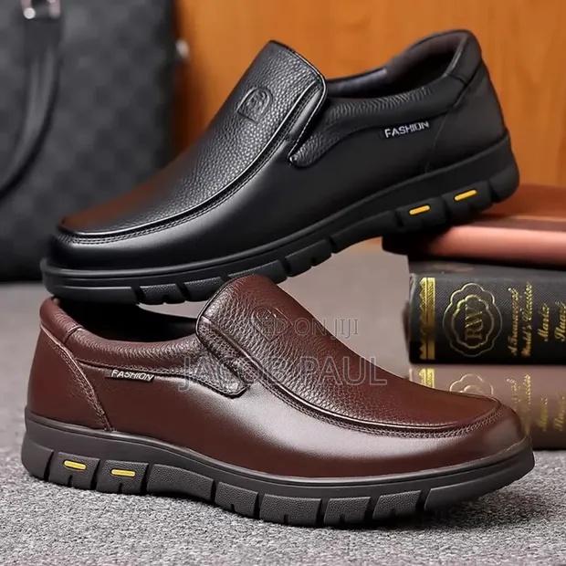 Men's Leather Slip-On Casual Shoes - 1