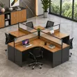 Modern 4-Way Office Workstation with Privacy Screens - 2