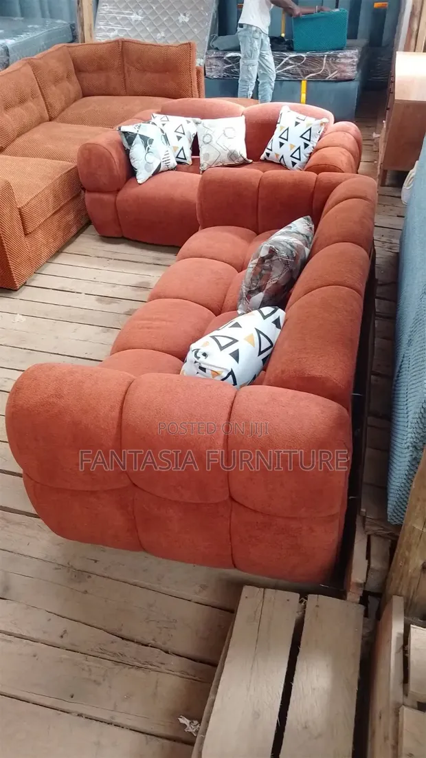 2 Seater Bubble Sofa - Terracotta Textured Fabric - 1