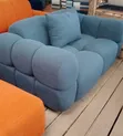 2 Seater Bubble Sofa - Blue Textured Fabric - 1