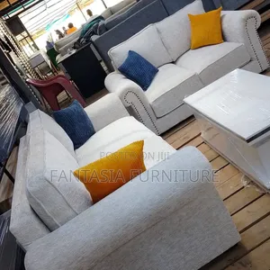 3+2 Seater Fabric Sofa - Cream Textured