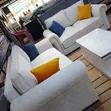 3+2 Seater Fabric Sofa - Cream Textured - 1